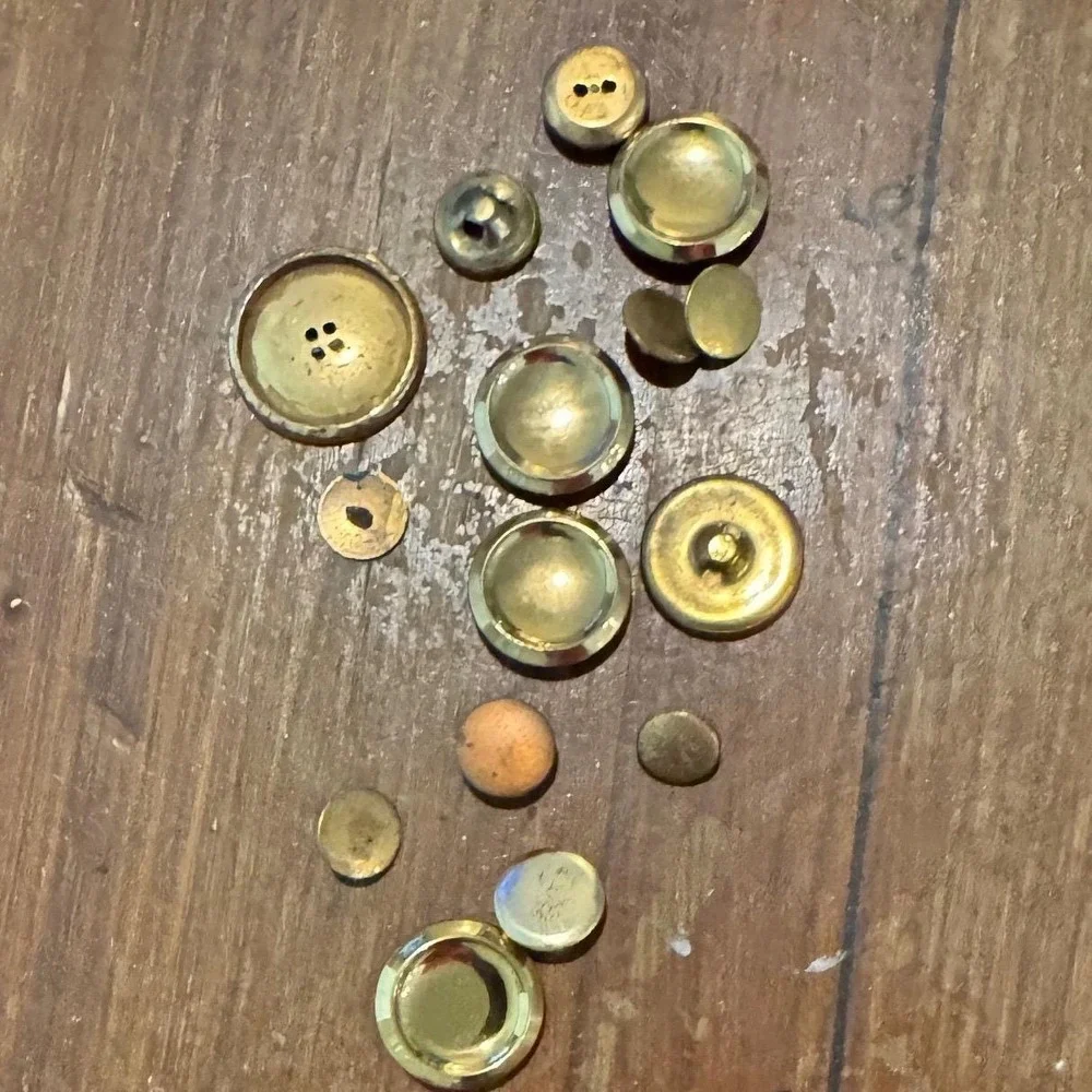 Vintage Mixed‎ Brass Gold Tone Buttons Lot Domed Blazer Flat Craft Sewing 15pc